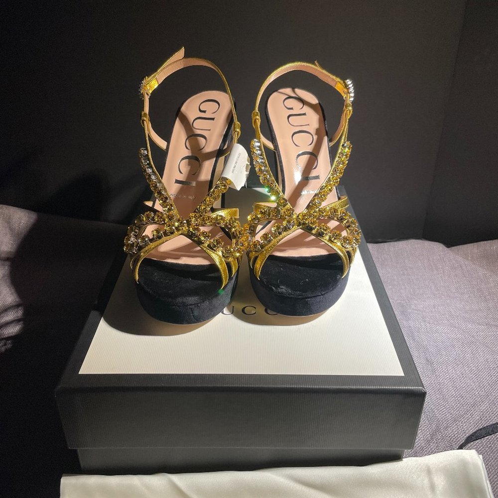 Gucci sand pelle nappa silk high heels - Picture 9 of 11